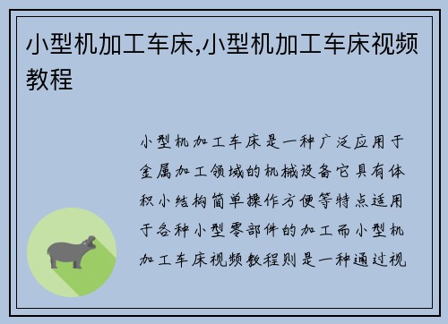 小型机加工车床,小型机加工车床视频教程